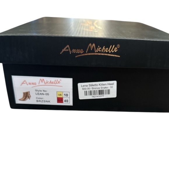 Anne Michelle Lena Bootie Size 10 Bronze Snake Side Zipper Kitten Heel - Picture 11 of 13